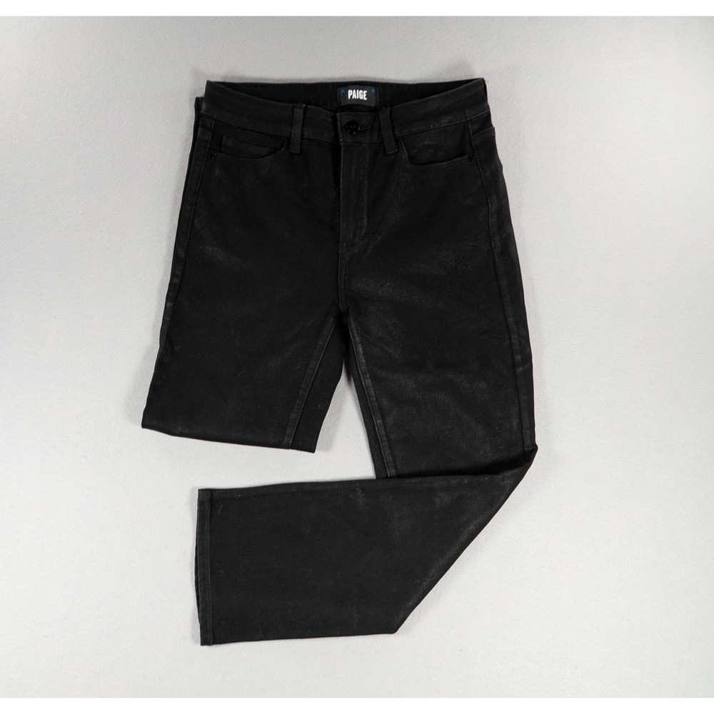 Paige Cindy‎ Black Coated High Rise Straight Leg Jeans Size 27